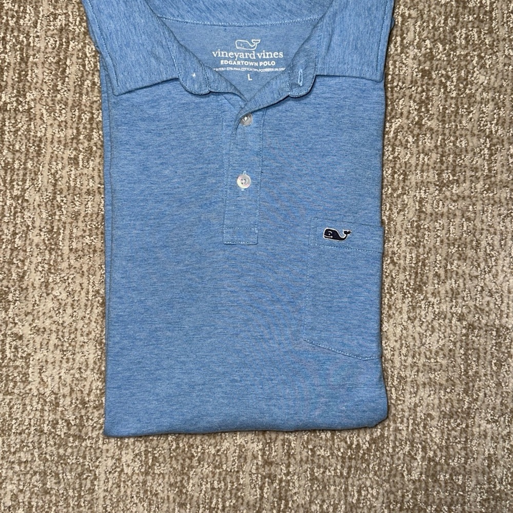 Vineyard Vines Edgartown Polo Shirt Mens Large Blue Golf Stretch Short Sleeve